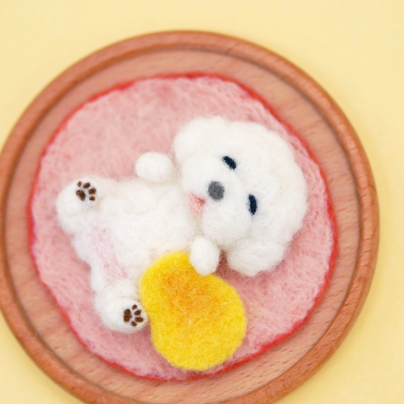 置物　ハムエッグみたいなビションフリーゼ - 擺飾/家飾品 - 羊毛 