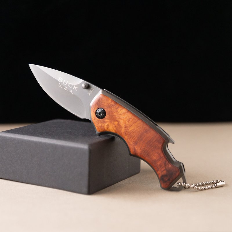 Solid Wood Folding Camping Knife・Laser Engraving - Knives & Knife Racks - Wood Brown