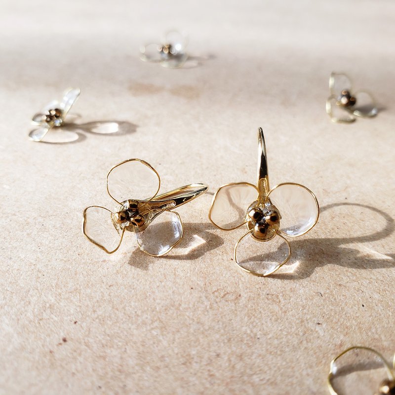 Resin Earrings & Clip-ons Transparent - transparent little flower pierced/clip-on earrings