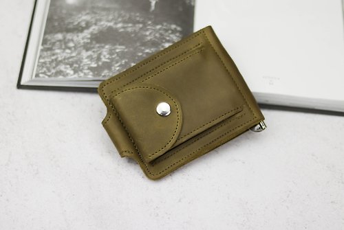 DOMINIC Men's Leather Wallet With Money Clip / Card Holder and Coin Purse