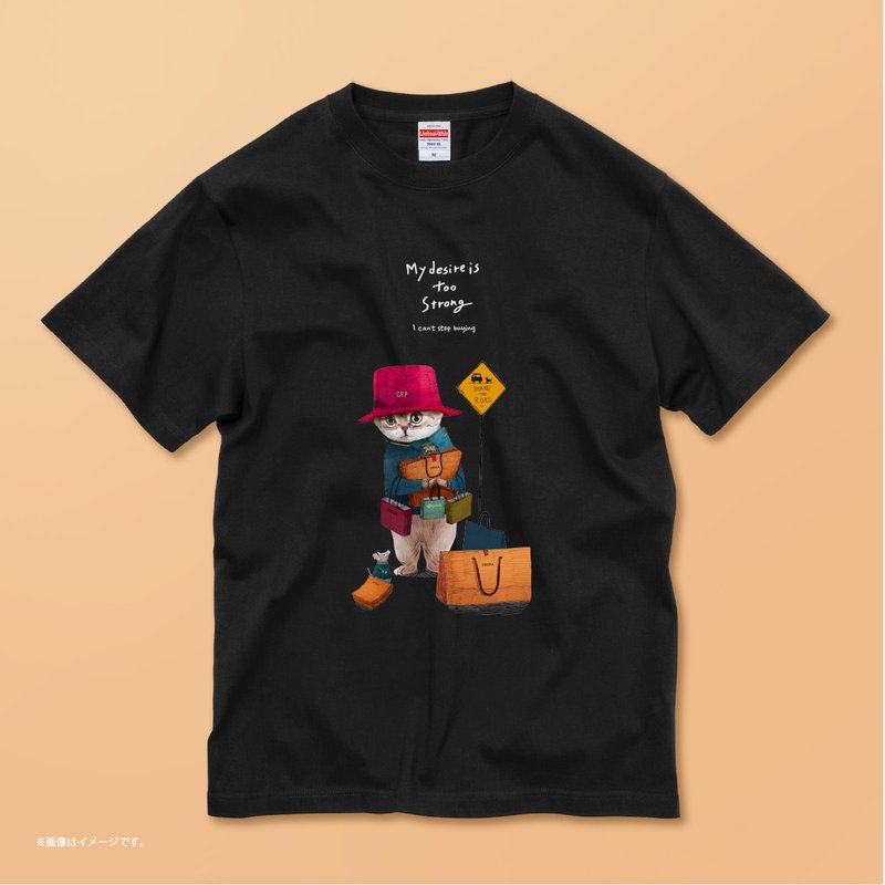 The cat having material desires./コットンTシャツ - 女 T 恤 - 棉．麻 白色