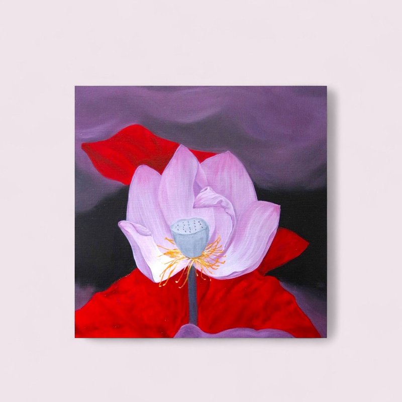 迷霧系列-將凋謝的蓮花與紅葉子 - 海報/掛畫/掛布 - 棉．麻 