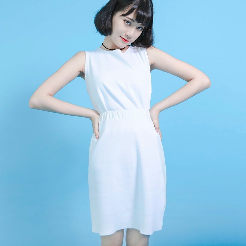 Chemical 化合物羅紋造型短裙_6SF205_白 - 裙子/長裙 - 棉．麻 白色
