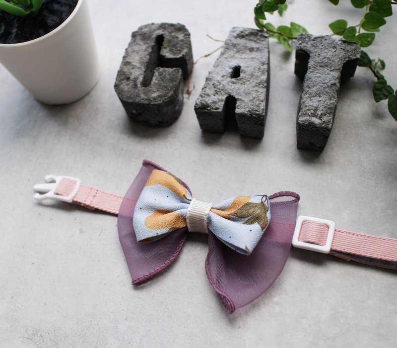 【Autumn and Winter New Fashion】Purple yarn sweet pear bow cat collar - ปลอกคอ - ผ้าฝ้าย/ผ้าลินิน 