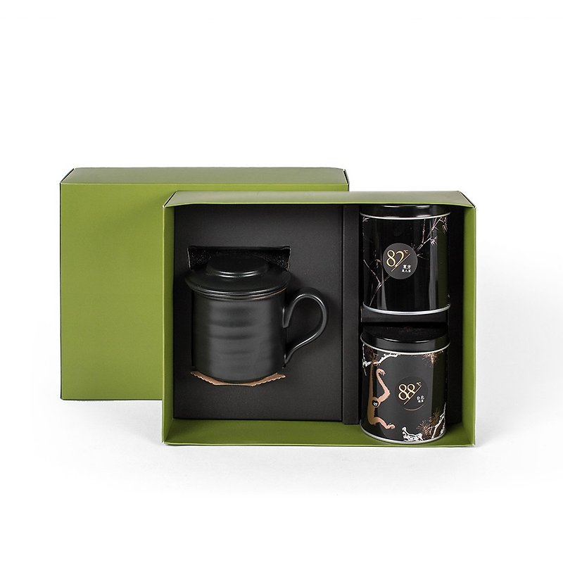 不二堂│黑陶同心杯+2 into the pygmy original leaf tea gift box group - Teapots & Teacups - Other Materials 