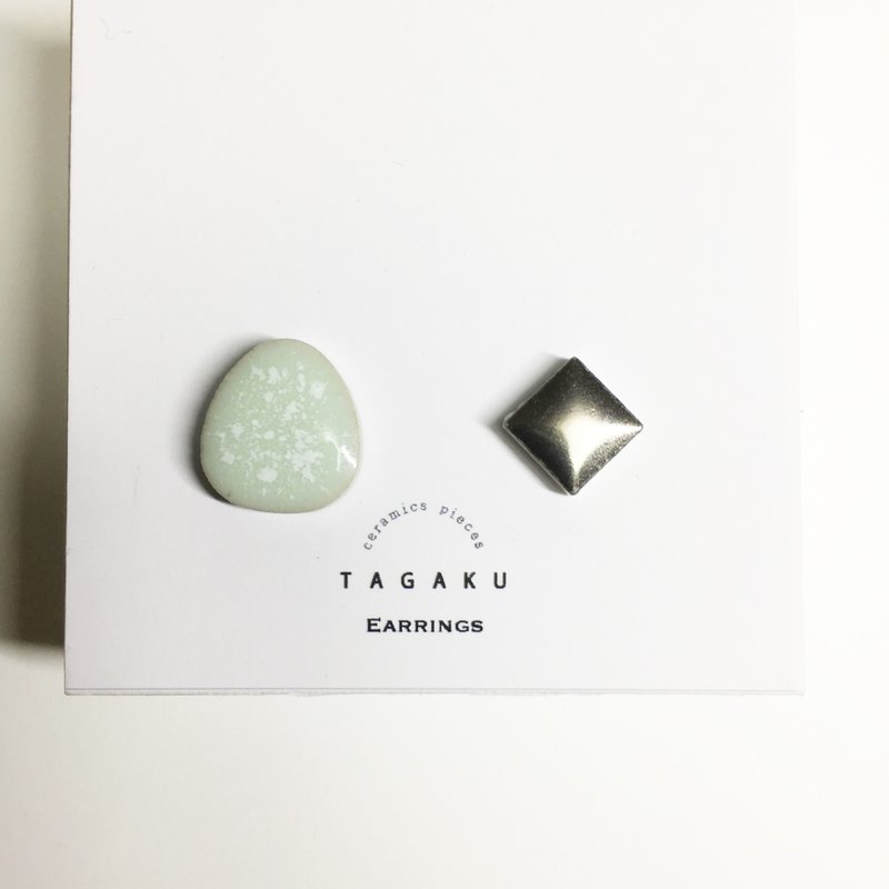 TP-26 磁器タイルのピアス - 耳環/耳夾/耳骨夾 - 瓷 綠色