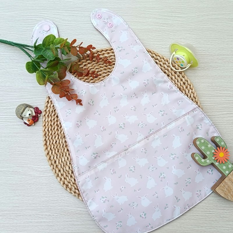 【Children's Waterproof Bib】Rabbit - ผ้ากันเปื้อน - ผ้าฝ้าย/ผ้าลินิน สึชมพู