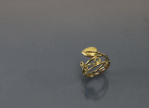 Maple jewelry design 植物系列-葉子圖騰黃銅戒