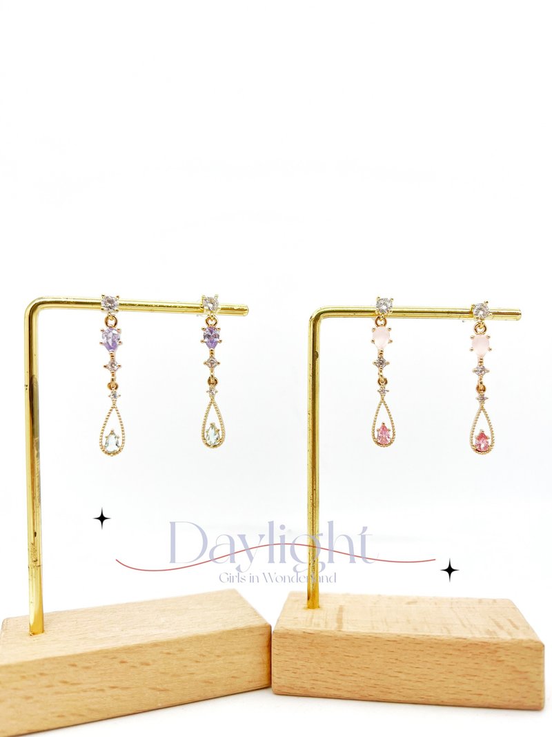 |Elegant Temperament| Simple Temperament• Stone Small Drop Earrings•925 Earrings - ต่างหู - โลหะ หลากหลายสี