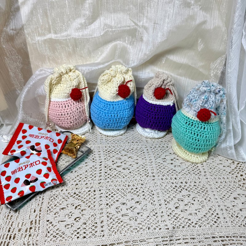 現貨 MUMU 日本喫茶店冰淇淋蘇打汽水束口袋 Handmade - 束口袋/束口背包/水桶包 - 棉．麻 