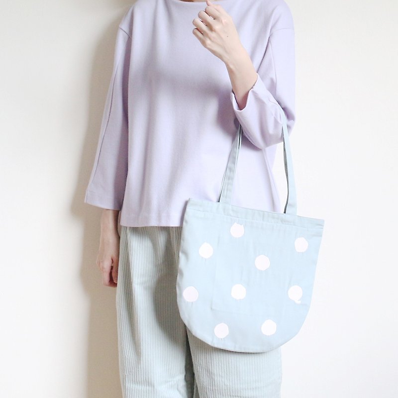 polka dot cat tote bag : mint - 側背包/斜背包 - 聚酯纖維 綠色
