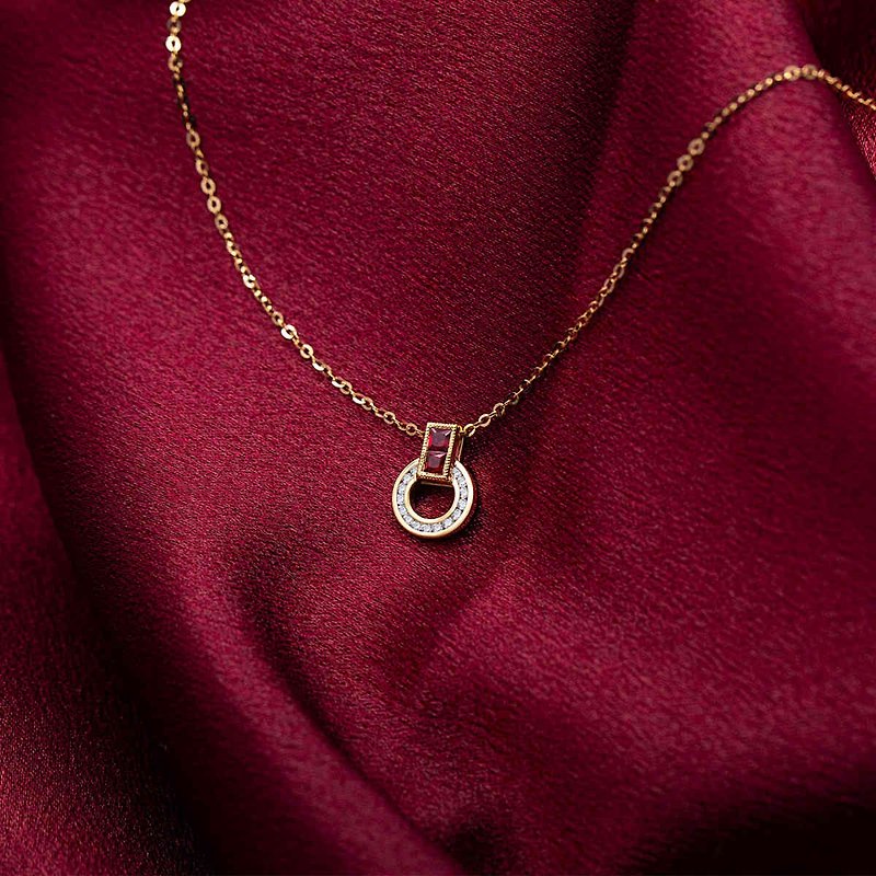 18k Gold Ruby and Diamond Necklace Pendant - P080 - Necklaces - Gemstone Red