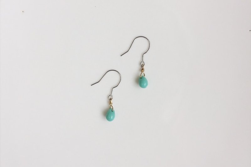 RAIN Turkish Blue Wild Simple Raindrop Stud Earrings - Earrings & Clip-ons - Glass Blue