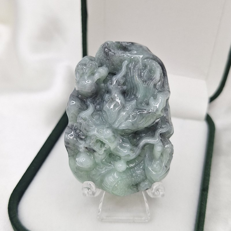 緬甸藍水飄花烏雞 霸氣龍牌 掛件 排件 | 天然緬甸玉A貨翡翠 - 吊飾/掛飾 - 玉石 
