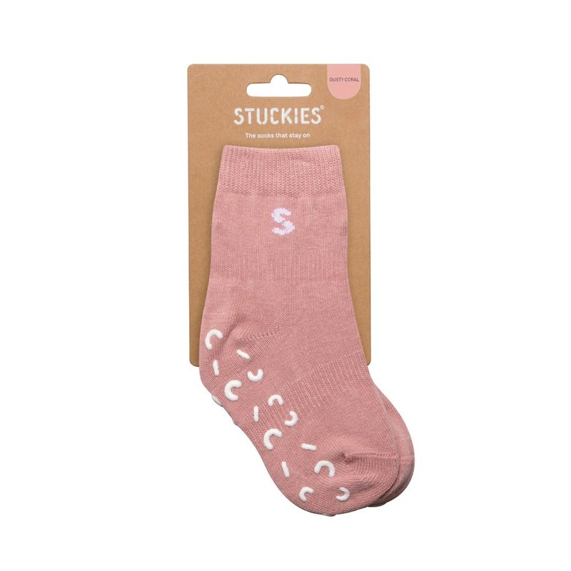 Stuckies - 嬰兒防滑襪 - Dusty Coral - 嬰兒襪子 - 棉．麻 