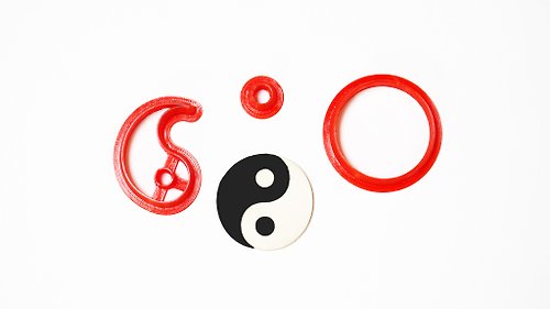 3D.Mr.Nick Spiral cutters. Yin-yang. black white. Clay Cutter Set. Jewelry tools.