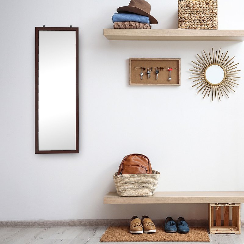 [Qile Sen live] Louise solid wood wall-mounted mirror / full-length mirror / wall-mounted mirror / hanging mirror / full-length mirror / - เฟอร์นิเจอร์อื่น ๆ - วัสดุอื่นๆ สีกากี