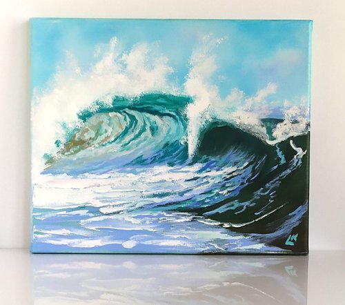 【在庫限り】 ビッグウェーブ油絵 海景アート 海の波の絵 風景画 - ショップ 絵画