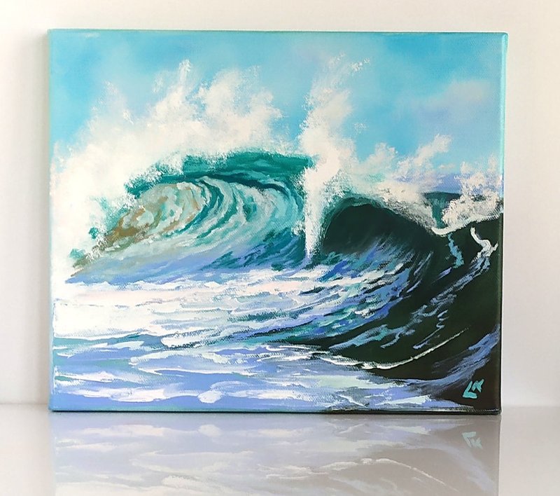 Big Wave Oil Painting Seascape Art Ocean Wave Painting Landscape Painting - โปสเตอร์ - ผ้าฝ้าย/ผ้าลินิน 