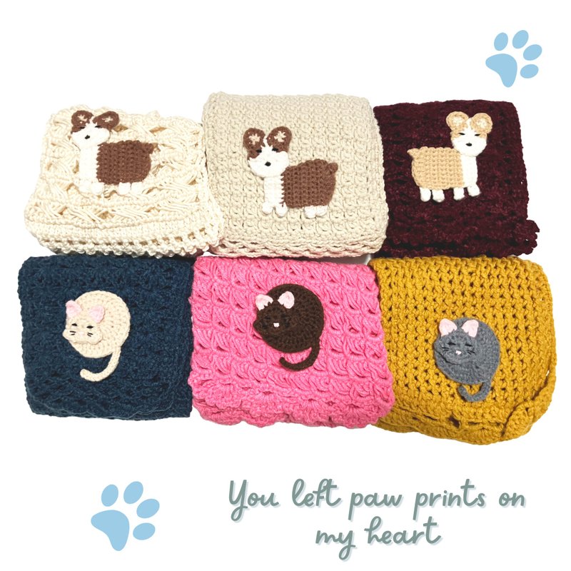 Farm Animals Hand Crochet Scarf, Vintage style  Scarf,Gift for Cat/Dog lover, - 絲巾 - 其他材質 卡其色