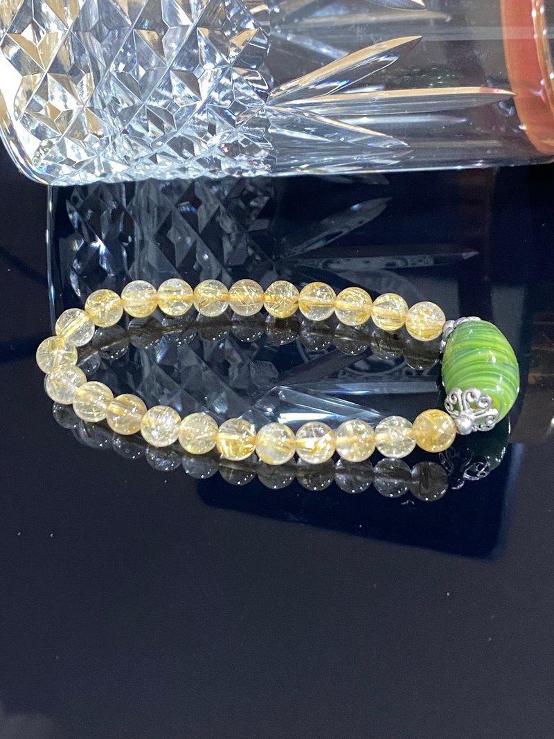 金髮晶鈦金古琉璃手串 - 手鍊/手環 - 水晶 金色