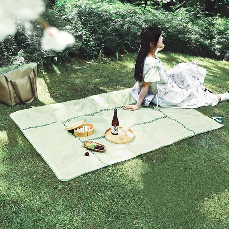 日本霜山 榻榻米造型防水口袋型野餐墊(110x160cm) - 野餐墊 - 聚酯纖維 綠色