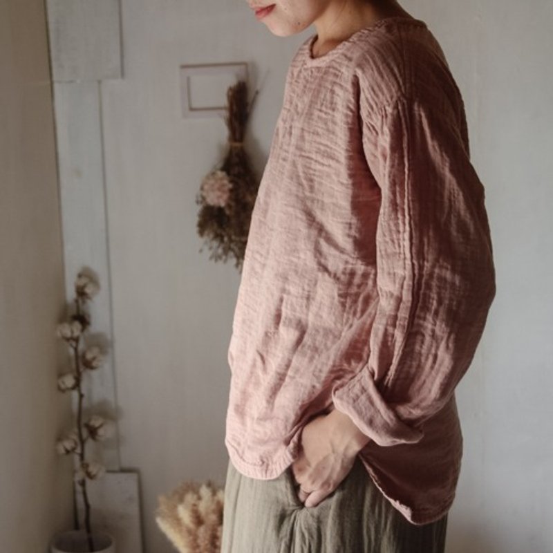 Pinkoi 代購 - 涼風-鈴風-【櫻桃灰】/雙層紗布/植染 - 女上衣/長袖上衣 - 棉．麻 