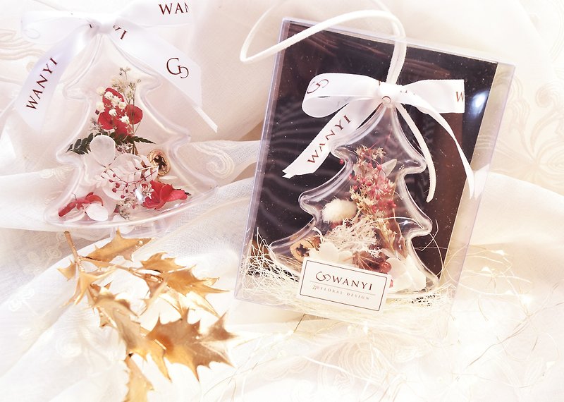 Christmas tree bouquet dried flowers Christmas gift exchange Christmas gift giving with Christmas packaging - ช่อดอกไม้แห้ง - พืช/ดอกไม้ สีทอง