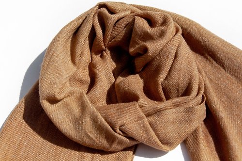 omhandmade 喀什米爾Cashmere/羊絨圍巾/純羊毛圍巾披巾/戒指絨披肩-焦糖拿鐵