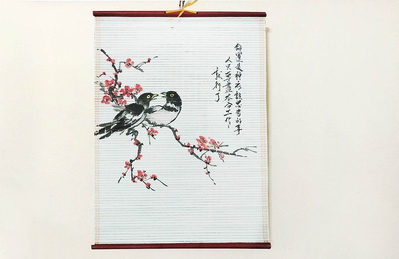 Good Things - Hand-painted Paintings Plum Double Happiness Chinese Painting Home Rolling Curtain - Paintings - Posters - Paper Multicolor