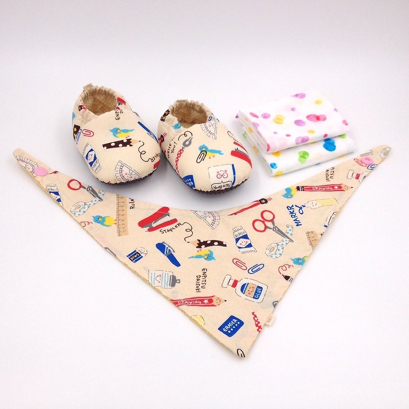 Stationery World - Miyue Baby Gift Box (toddler shoes / baby shoes / baby shoes + 2 handkerchief + scarf) - Baby Gift Sets - Cotton & Hemp Khaki