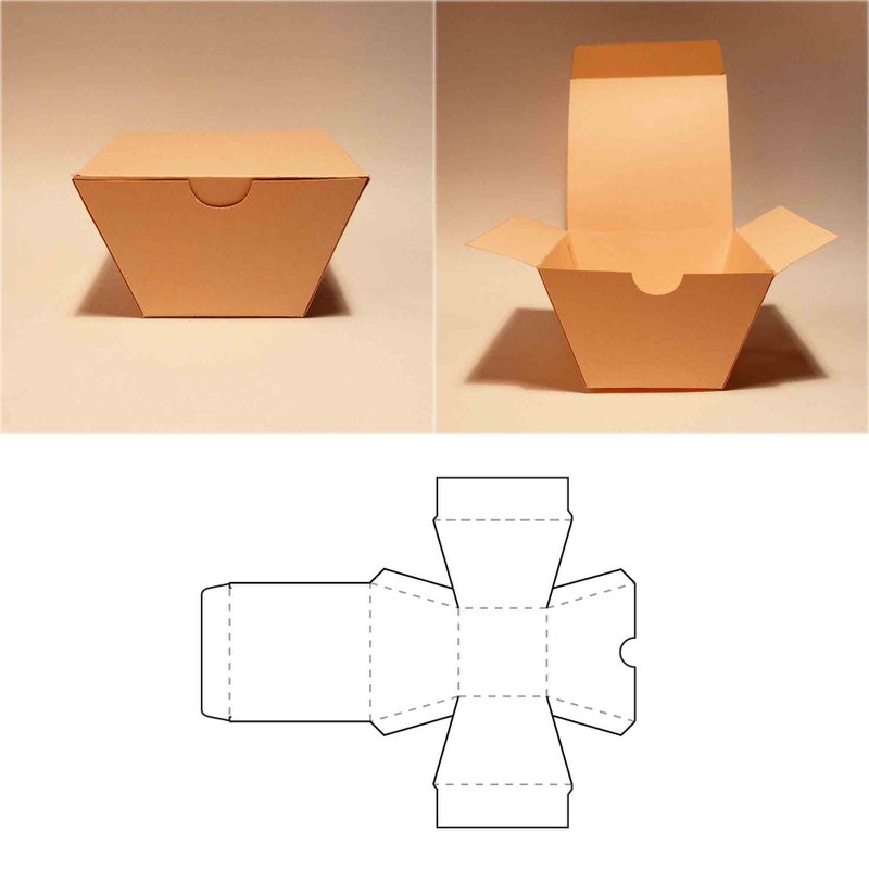 French fries box template, french fry box, chips box, chip box, popcorn box, PDF - 圖文模板設計 - 其他材質 