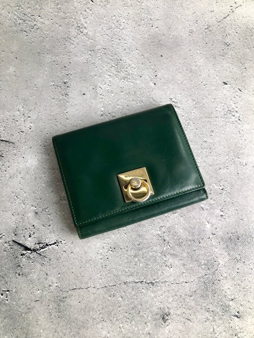 オールドセリーヌ　二つ折り財布　ガンチーニ　ヴィンテージ　ブラック CELINE セリーヌ ガンチーニ レザー 2way ミニバッグ ショルダー