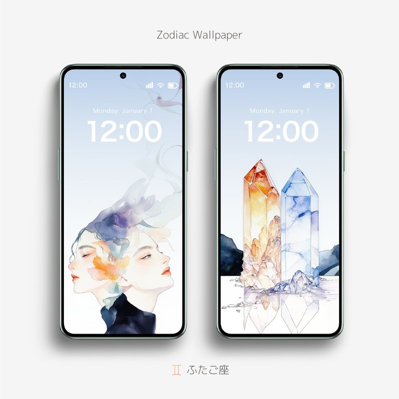Gemini watercolor illustration wallpaper - 電腦手機桌布/貼圖/App 圖示 - 其他材質 