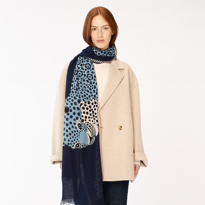 MIKE/NAVY - Knit Scarves & Wraps - Wool Blue