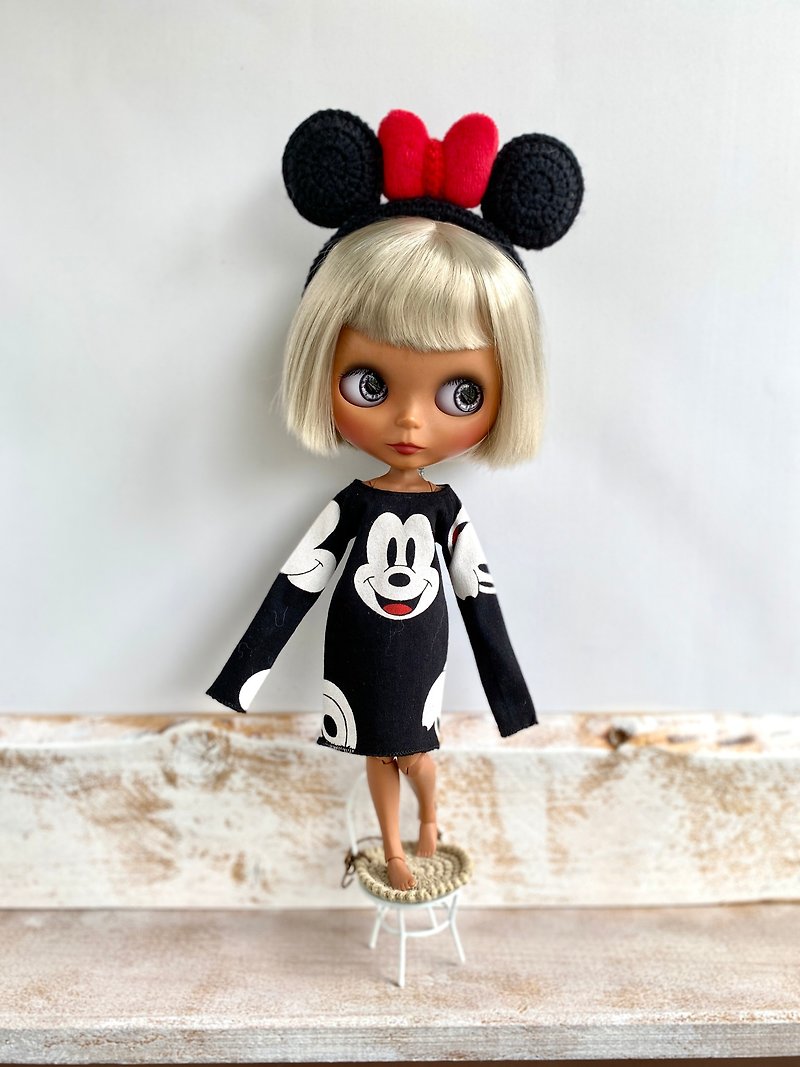 Blythe doll dress, clothes, headband, ready-made Blythe doll outfi - Kids' Toys - Cotton & Hemp Black
