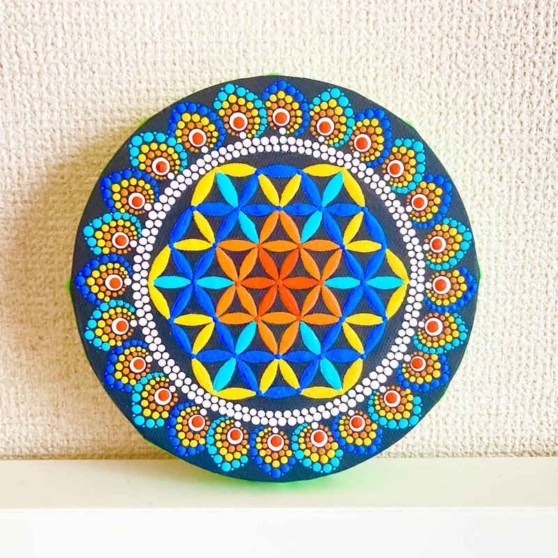 Hexagon Six-Pointed Star Dot Mandala 15cm - โปสเตอร์ - ผ้าฝ้าย/ผ้าลินิน หลากหลายสี