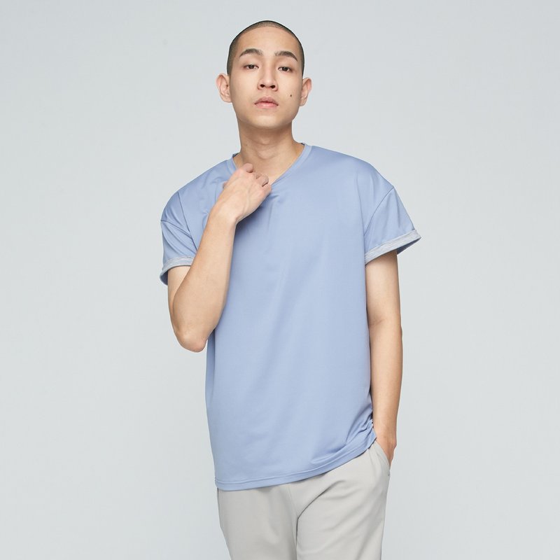 Reboot-Soho Functional Reversible Sleeve Top (Male)-Twilight Blue - เสื้อยืดผู้ชาย - เส้นใยสังเคราะห์ สีน้ำเงิน