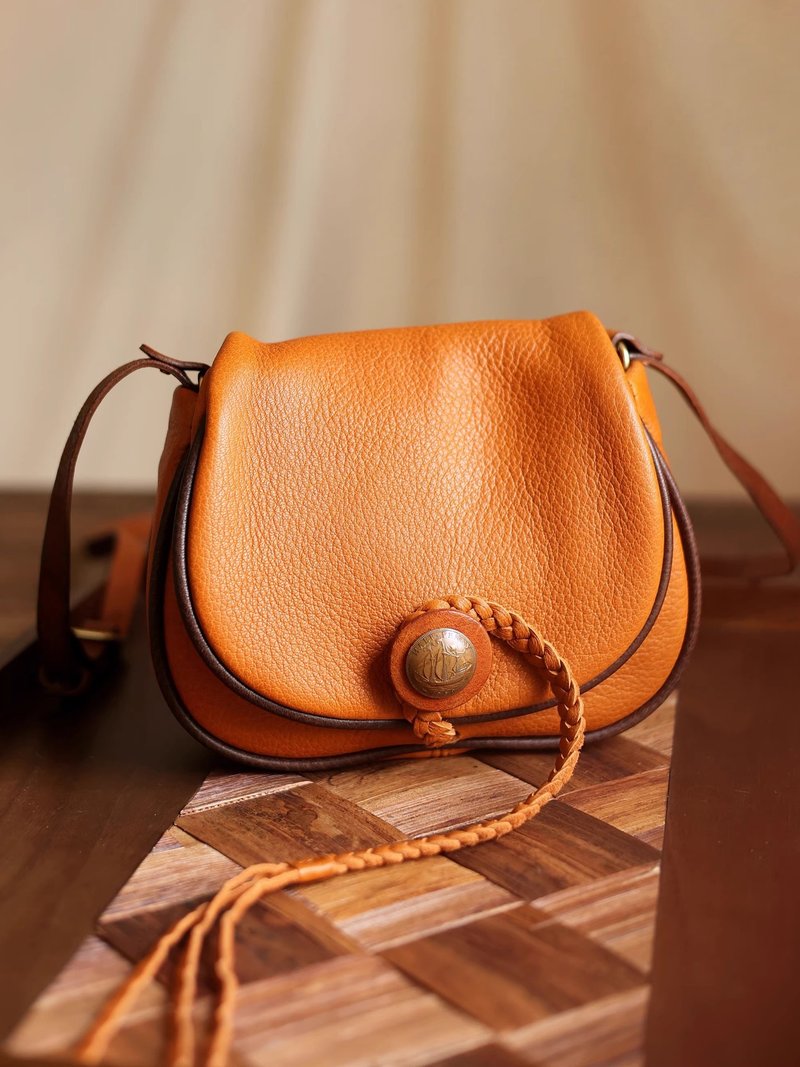 美式復古 進口頭層真鹿皮斜挎包 手工製 - 側背包/斜背包 - 真皮 多色