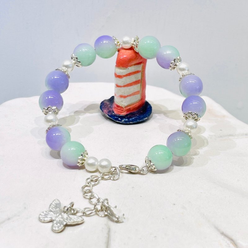 Taiwanese designer handmade jewelry-ice crystal bead bracelet [Roaming Europe-Provence Lavender] - Bracelets - Colored Glass 