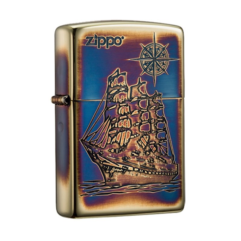 [ZIPPO Official Flagship Store] Set sail for adventure (blackened gold) windproof lighter ZA-3-182A - Other - Other Materials Gold