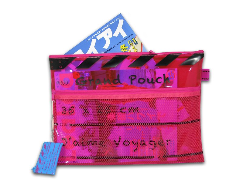 導演拍板拉鏈文件袋 - 大 - 桃紅色 - 文件夾/資料夾 - 塑膠 黑色