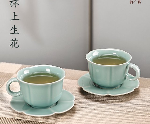 東作家華口カップ龍泉青磁コーヒーカップ絶妙なアフタヌーン中国茶