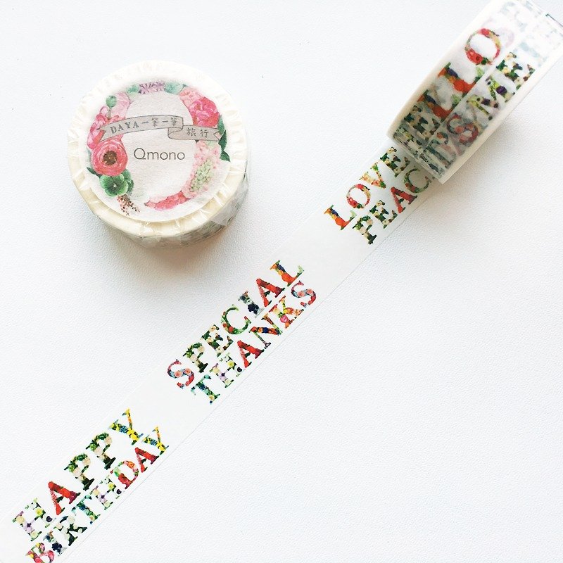 Qmono x Daya Original paper tape for travel one by one [Flower Language (QMT-DA03)] - Washi Tape - Paper Multicolor
