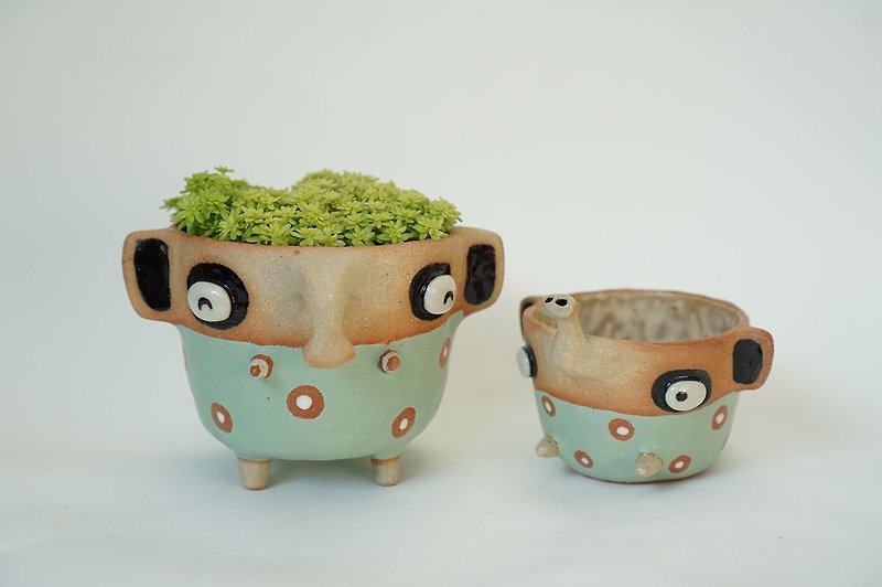 Elephant plant pots handmade ceramics - 植栽/盆栽 - 陶 藍色