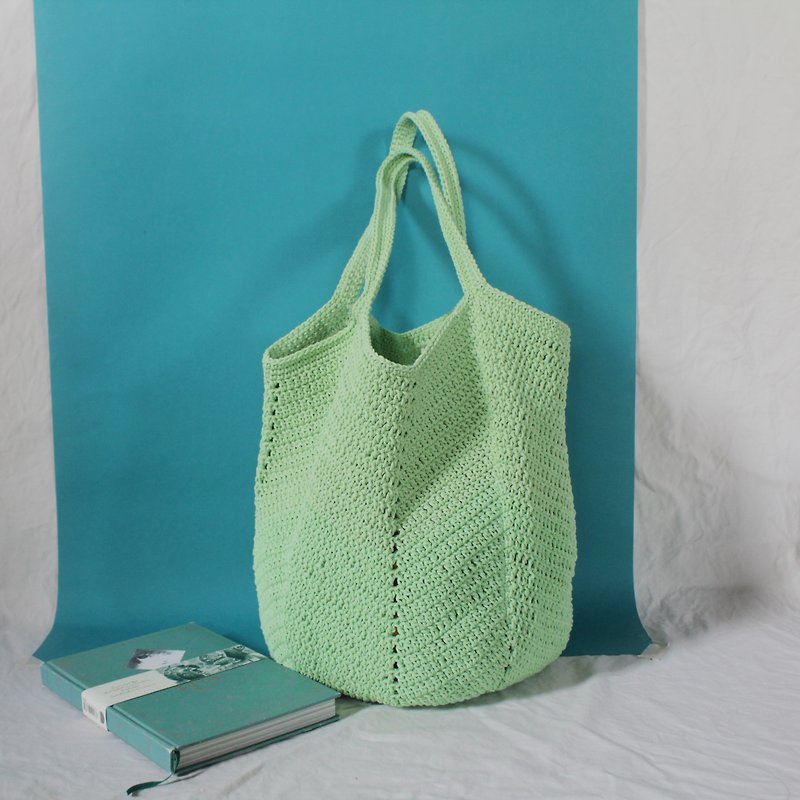 ライムトートバッグ、マーケットバッグ、かぎ針編みのバッグ、ショッピングバッグ - その他 - その他の素材 グリーン