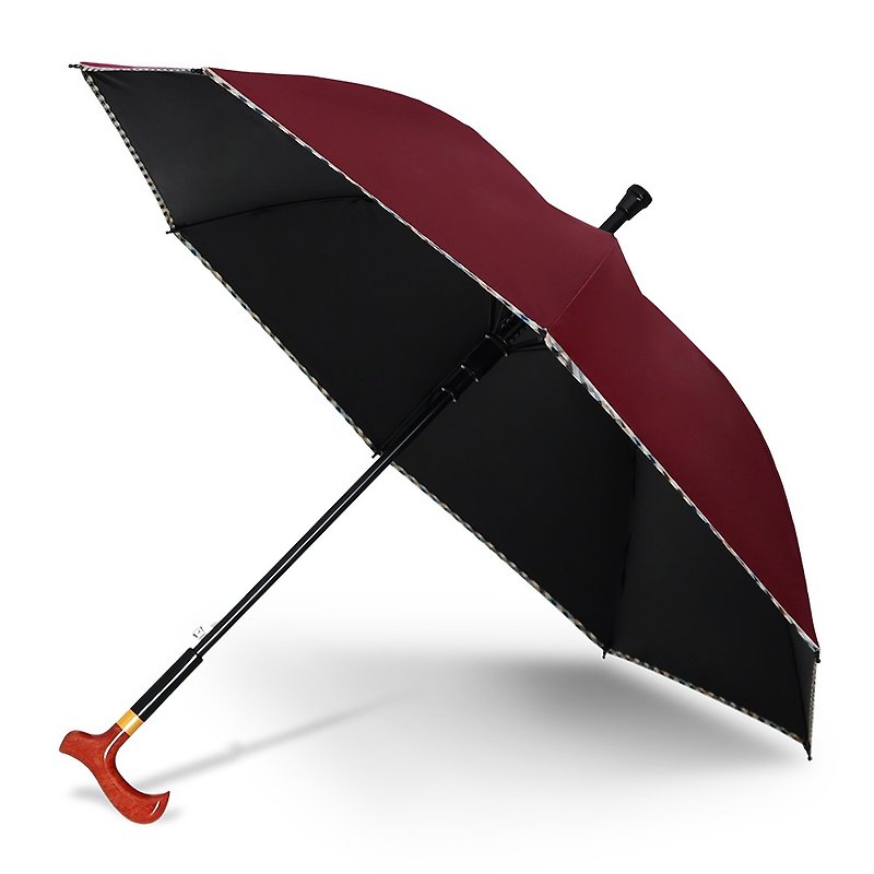 雙龍素色格紋邊英爵黑膠降溫休閒傘自動直立傘(良品紅) - 雨傘/雨衣 - 防水材質 紅色