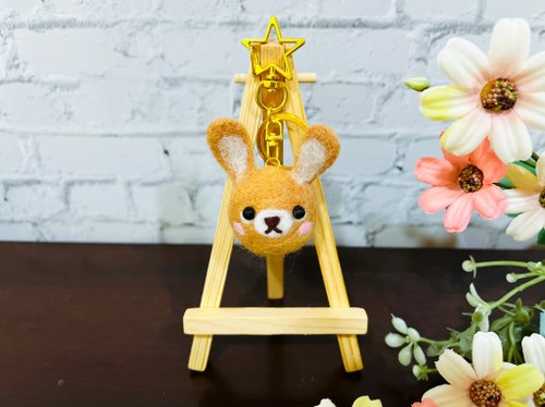 クッションキーホルダー、うさぎフリルフェルト クッション