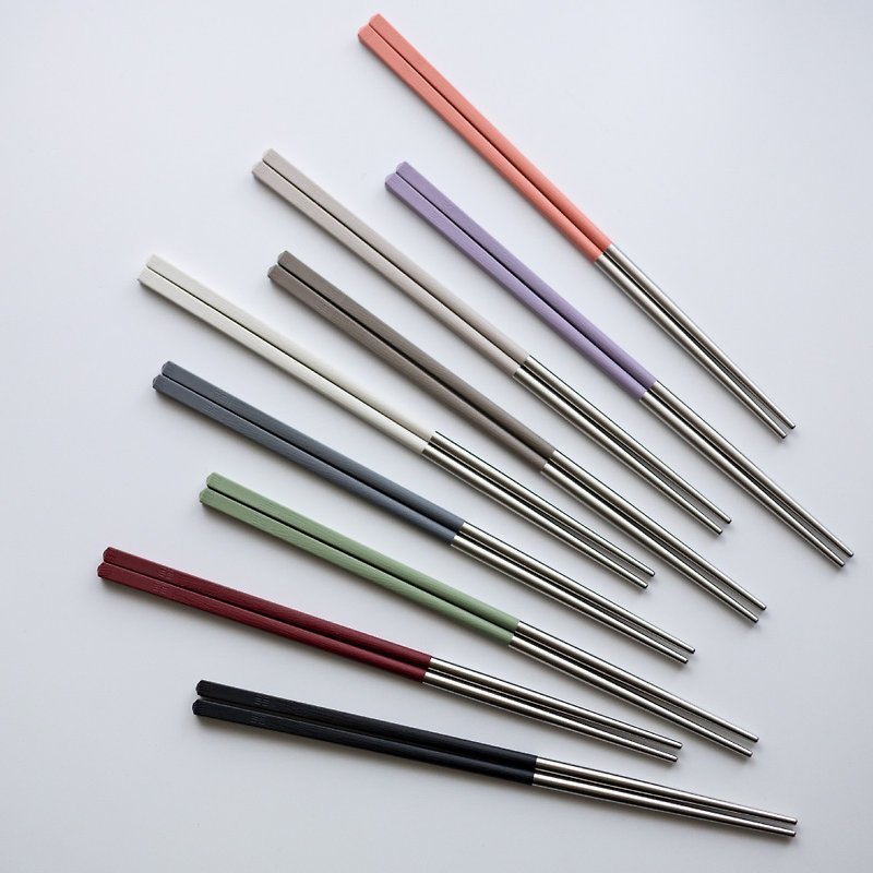 [Morandi 10 Colors] Long 1 Pair 304 Stainless Steel Chopsticks - Chopsticks - Stainless Steel Multicolor