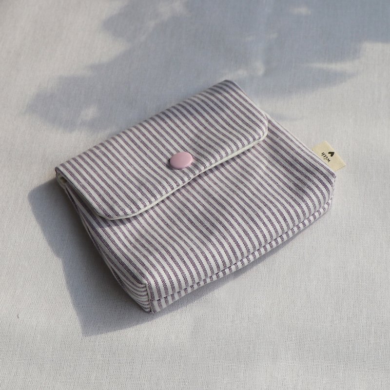 【MY HANDMADE】Purple stripe wallet cosmetic bag - Coin Purses - Cotton & Hemp Purple